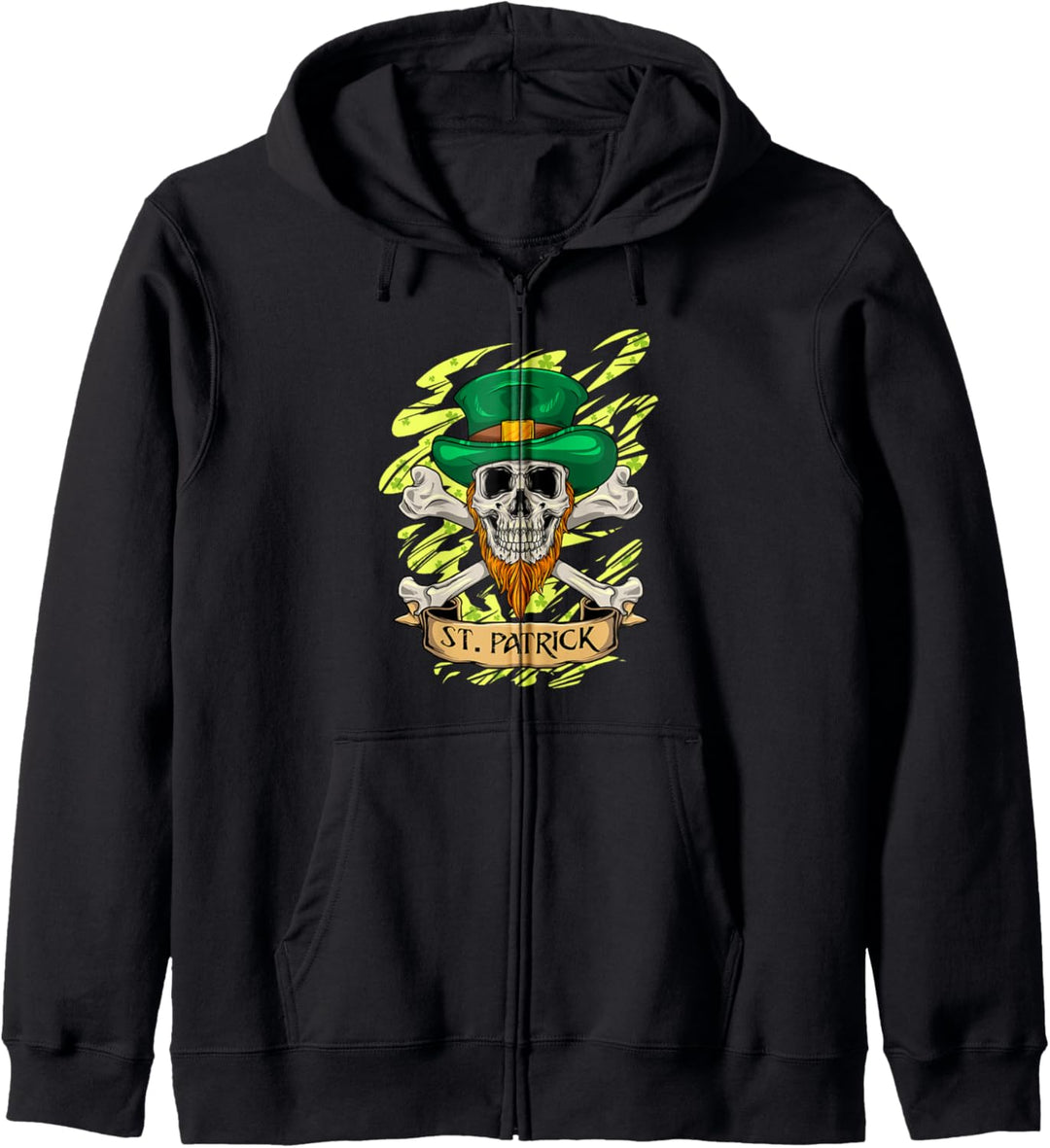 Irischer Totenkopf - St. Patrick Pirat - Kleeblatt Knochen Kapuzenjacke