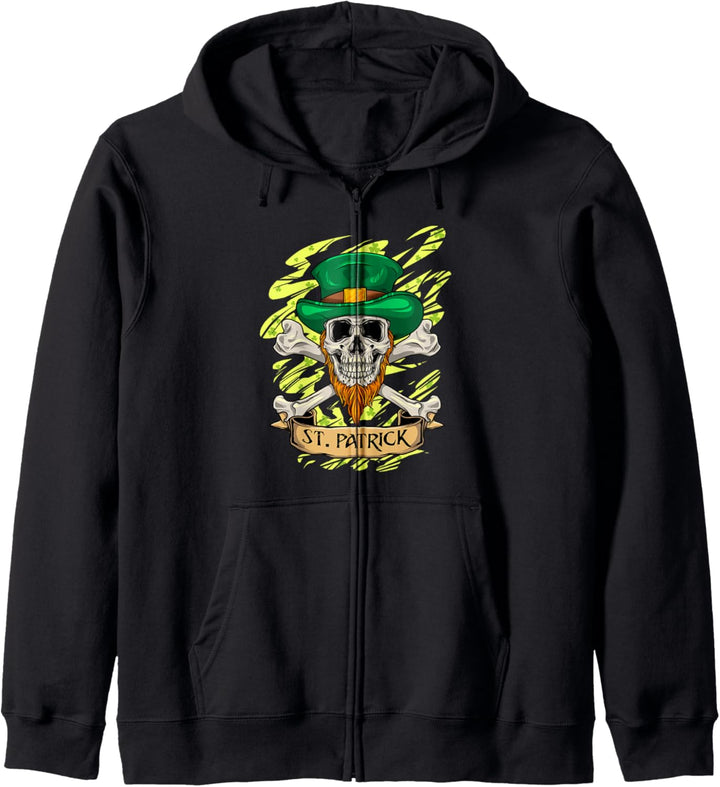 Irischer Totenkopf - St. Patrick Pirat - Kleeblatt Knochen Kapuzenjacke
