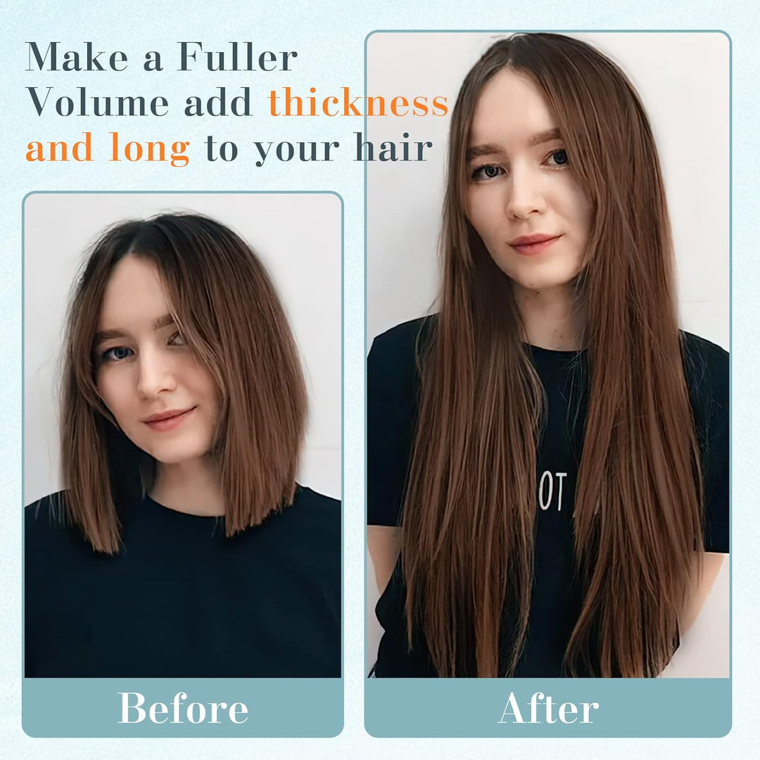 Benehair Clip in Extensions Echthaar, 8 Stück 100% Remy Echthaar Extension 75g, Schokoladen Braun Ha