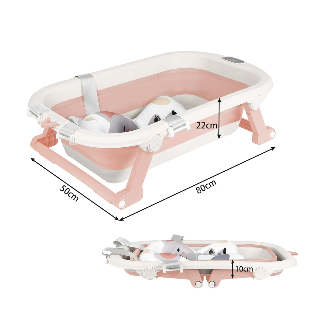 🔋Faltbare Babybadewanne XXL, mit Temperaturanzeige, Duschkissen, Duschstecker, rutschfeste Füsse, fa