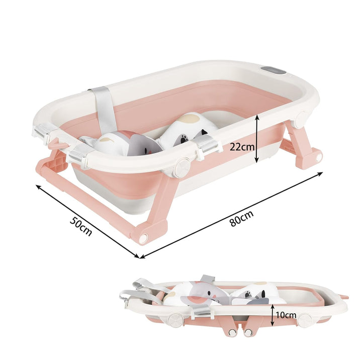 🔋Faltbare Babybadewanne XXL, mit Temperaturanzeige, Duschkissen, Duschstecker, rutschfeste Füsse, fa