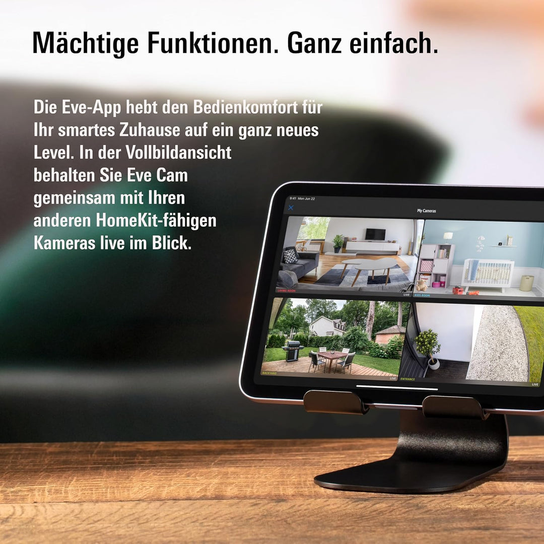 Eve Cam - Smarte Innenkamera, 1080p-Auflösung, WLAN, 100 Prozent Privatsphäre, HomeKit Secure Video,