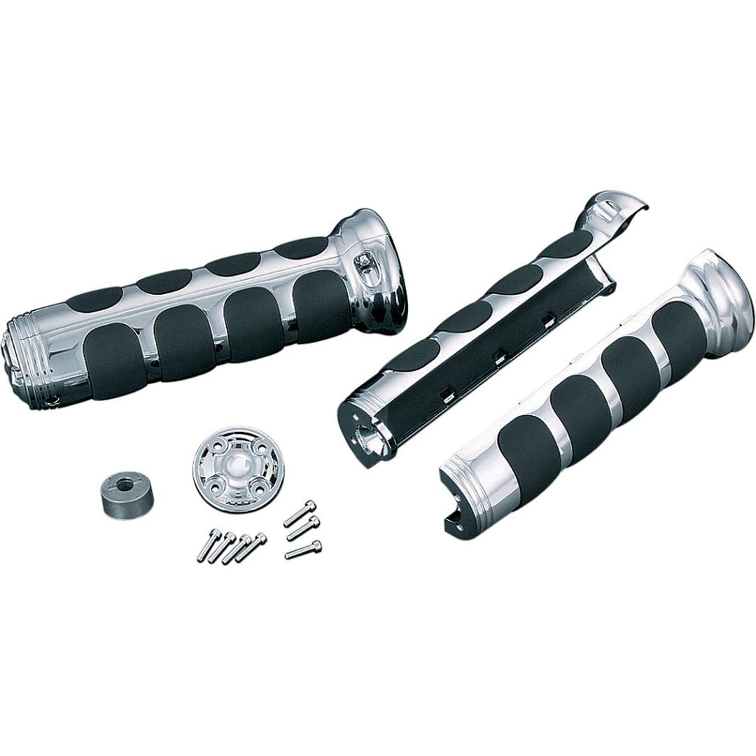 Kuryakyn ISO Grips for Stock Heated Grips (Chrome) for 06-17 Honda GL1800CFRT, chrome