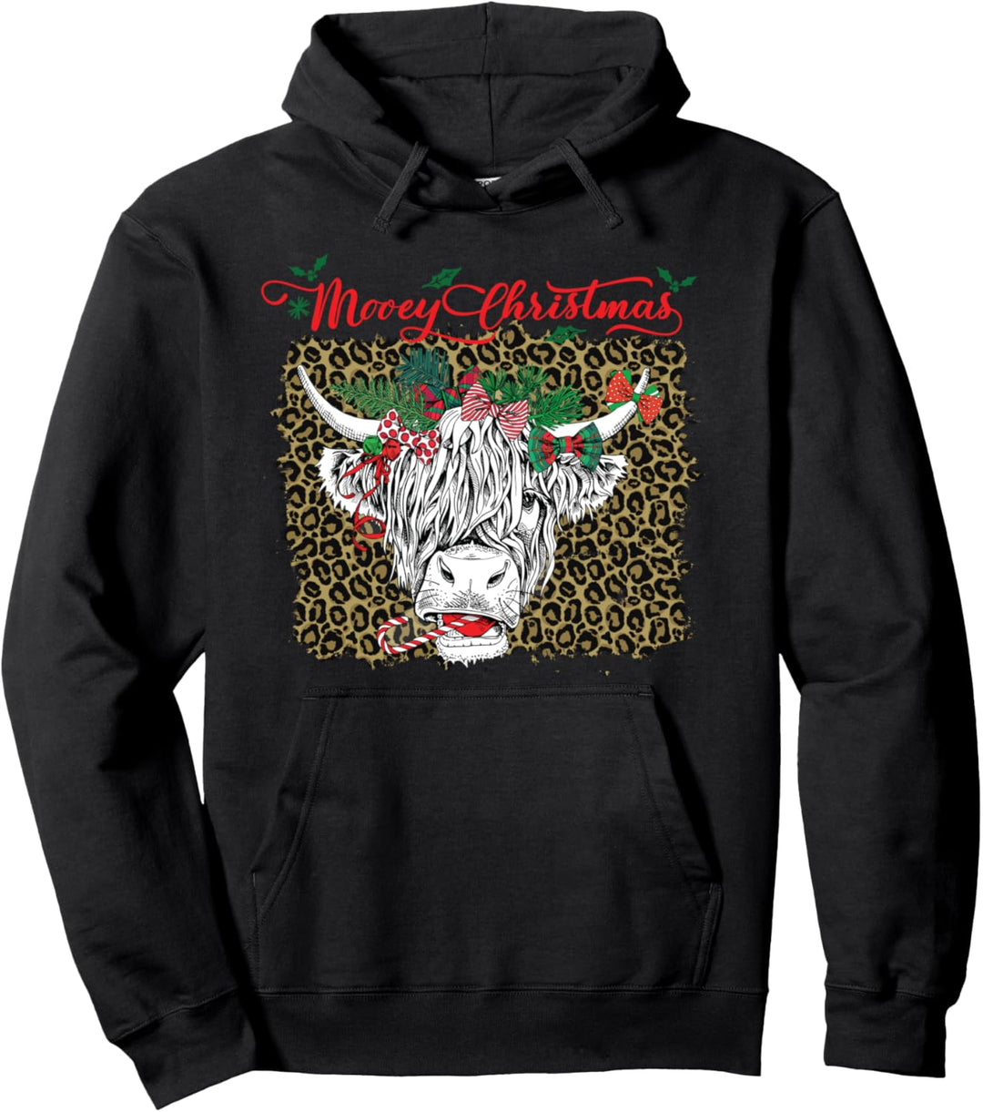 Damen Scottish Highland Cow Country Mooey Weihnachtshemd Pullover Hoodie