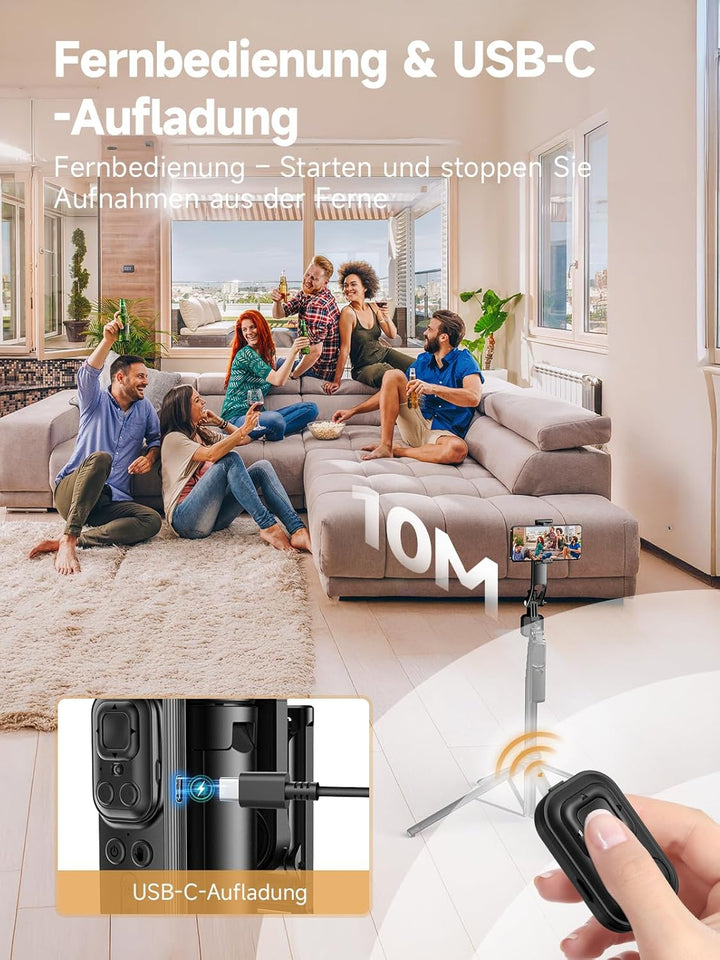 Handy Stativ mit Verfolgung, Rollei 360 Grad Rotation Automatic Face Tracking Smartphone Tripod Self
