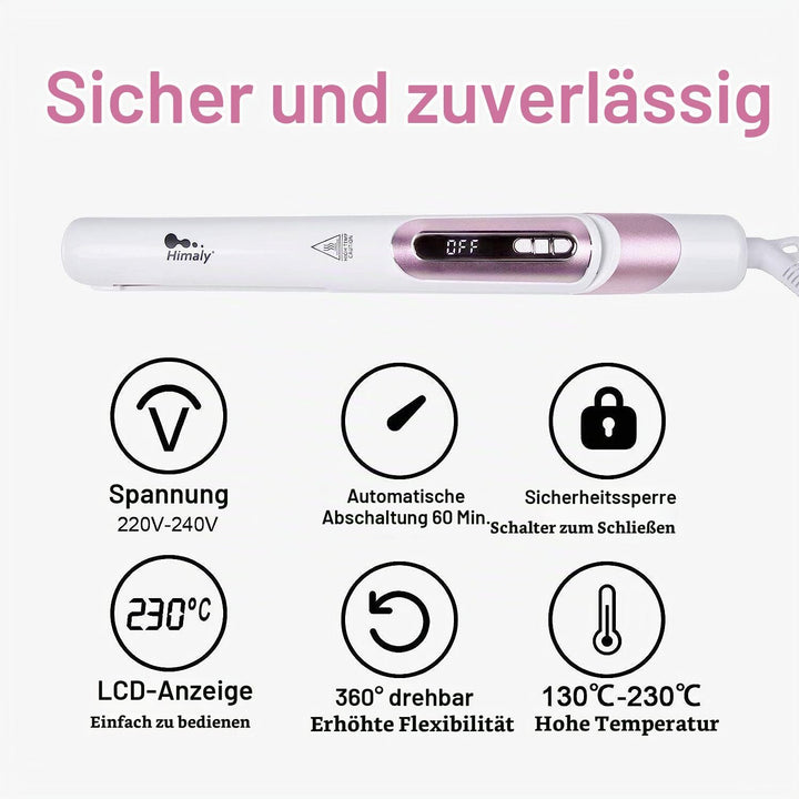 himaly 2-in-1 Haarglätter für Glätte und Wellen, 6 Temp Einstellungen &amp; 30s schnelle Erwärmung, LCD-