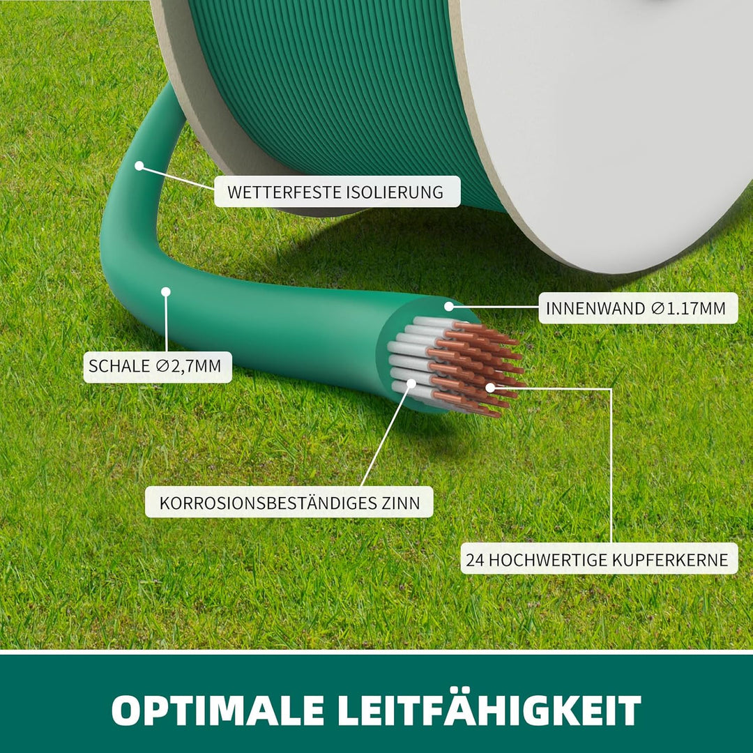 100M Universal Begrenzungskabel für Mähroboter + 200 Erdnägel + 10 Mähroboter Kabelverbinder + 10 An