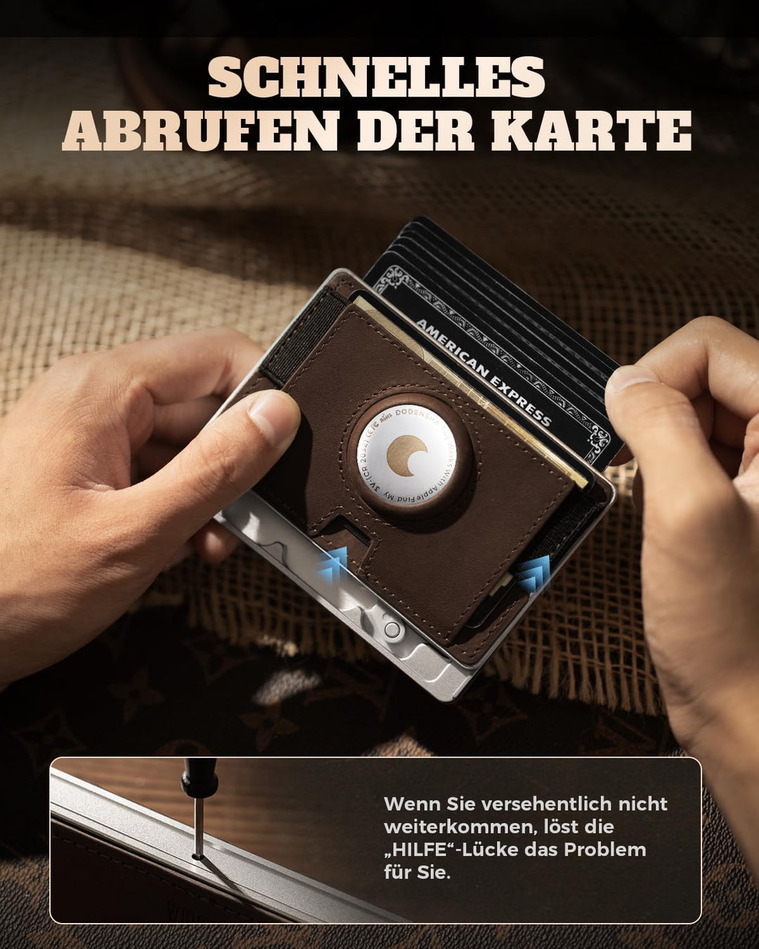Airtag Slim Wallet Herren mit XXL Münzfach für 15+ Münzen I Kartenetui mit Bargeldfach I Kartenetui