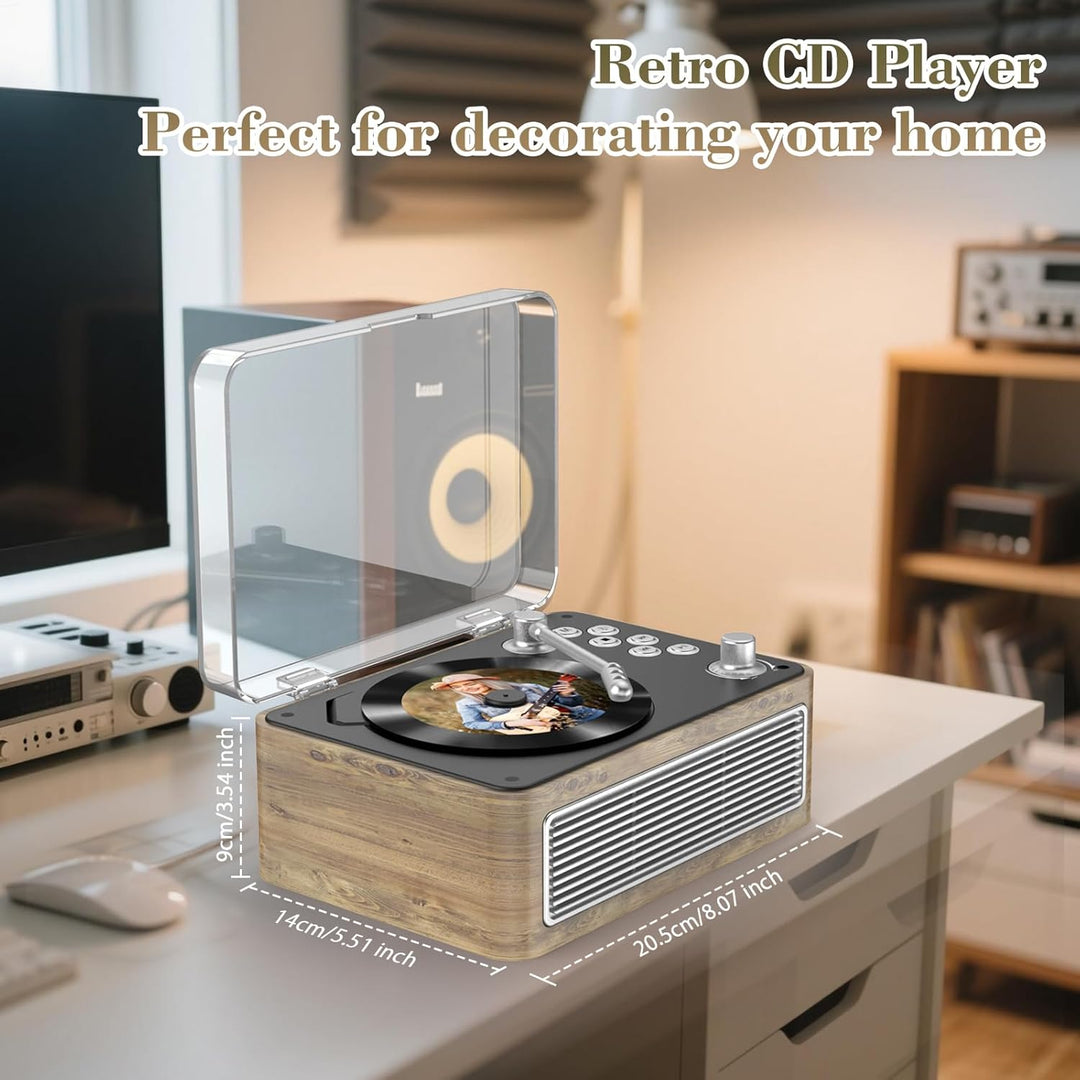 Gueray Tragbarer Bluetooth CD-Player mit Lautsprechern 3600mAh Wiederaufladbarer Vintage CD Spieler