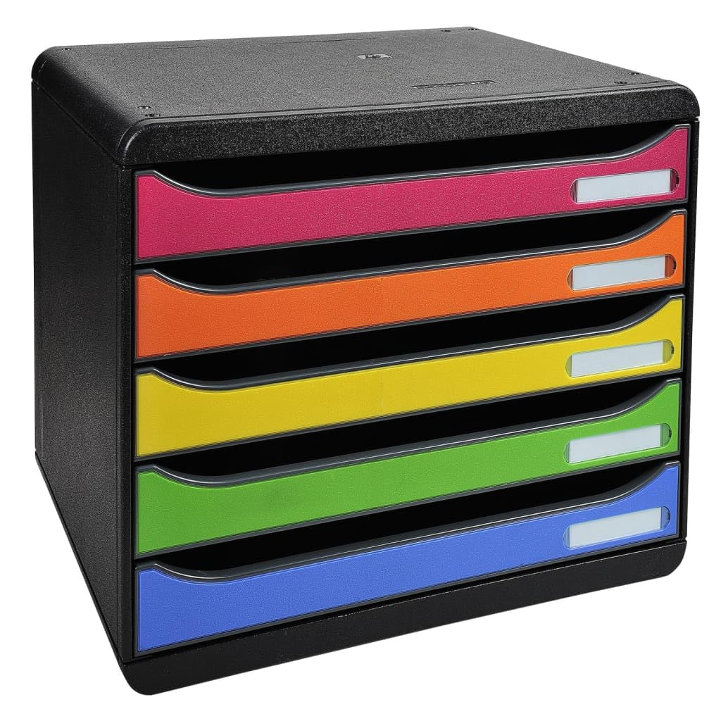 Exacompta 308798D Ablagebox Iderama Querformat mit 5 Schubladen für DIN A+ Dokumente. Belastbare Sch