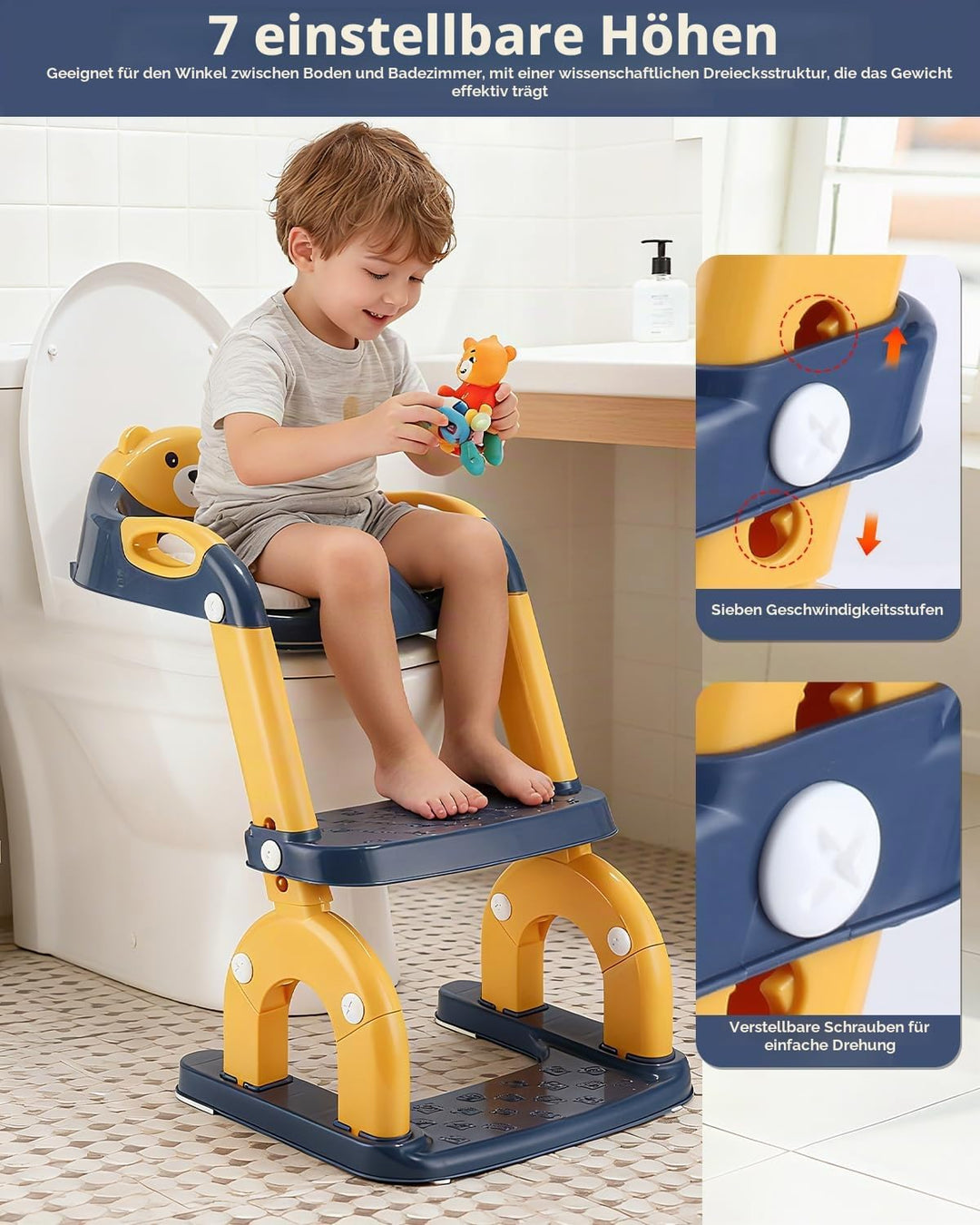 Toilettensitz Kinder mit Treppe,2-in-1 Kinder WC Sitz Toilette für Kinder mit Gepolstertem Sitz, Kin