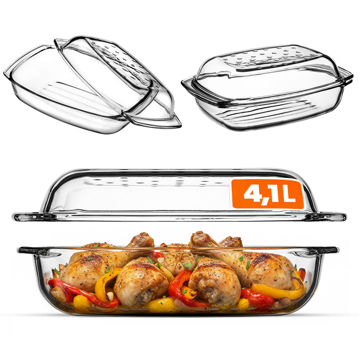 KADAX Glasbräter, Auflaufform mit Deckel aus hitzebeständigem Glas, feuerfestes Gefäss für Lasagne,