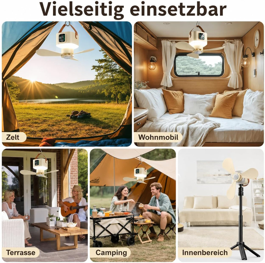 Camping Ventilator Akku 7200mAh, Mini Ventilator LED Licht Fernbedienung | 7200mAh 20 Std. Laufzeit,