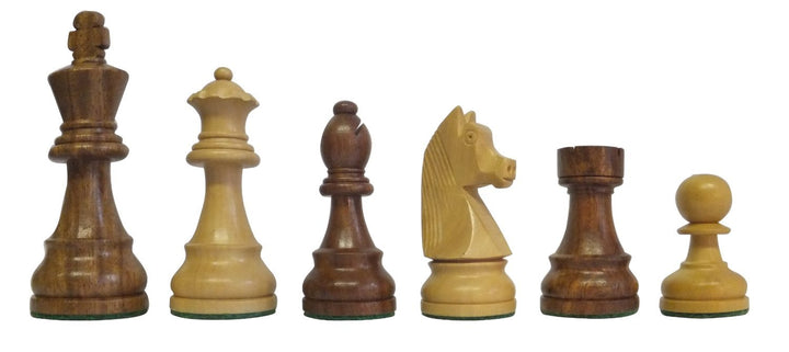 SchachQueen - Bundesliga Turnier Schachfiguren braun/weiss Classic Holz Königshöhe 97 mm