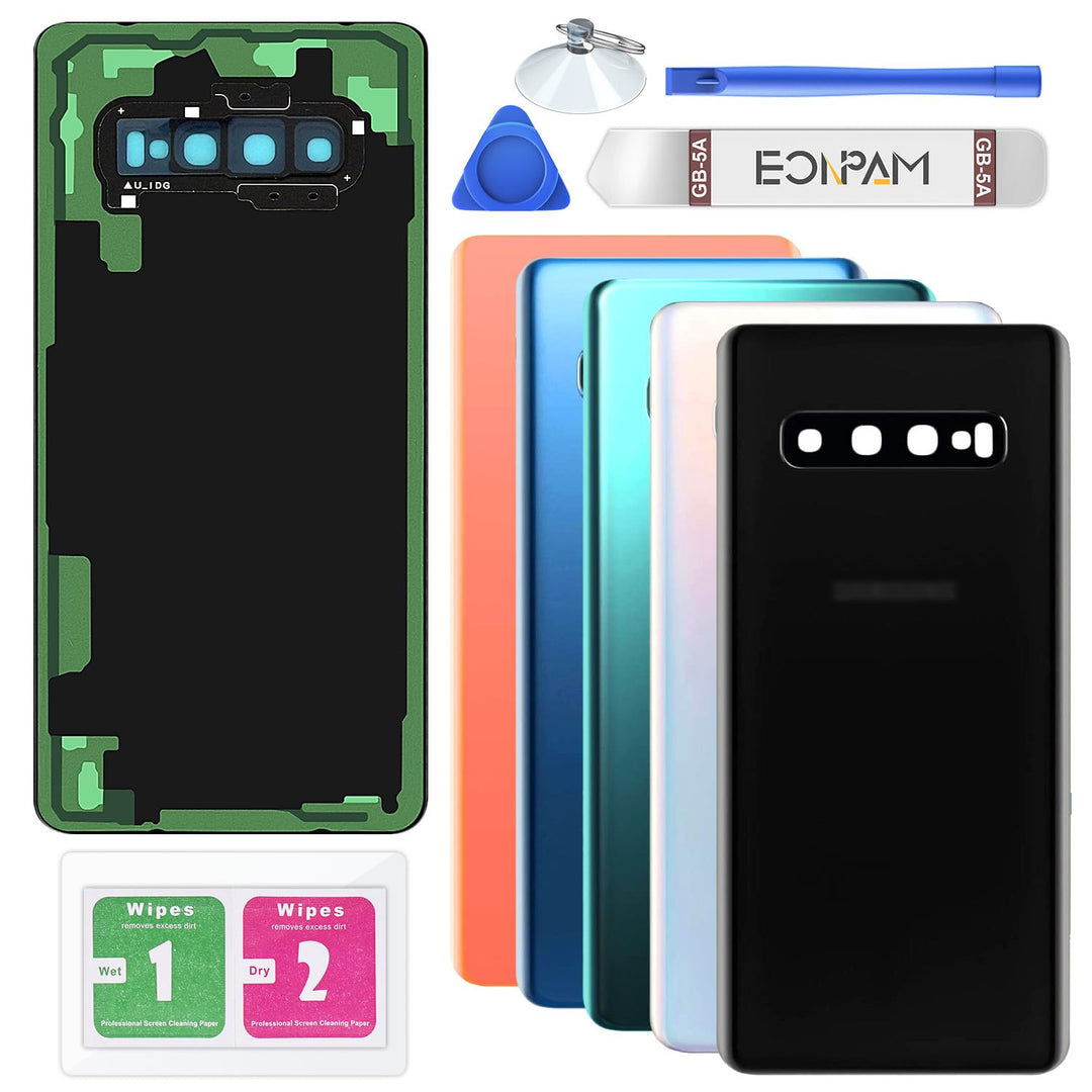 Eonpam Akkudeckel für Samsung Galaxy S10+ Plus G975 Rückseite Glas Backcover Ersatz Reparatur Set mi
