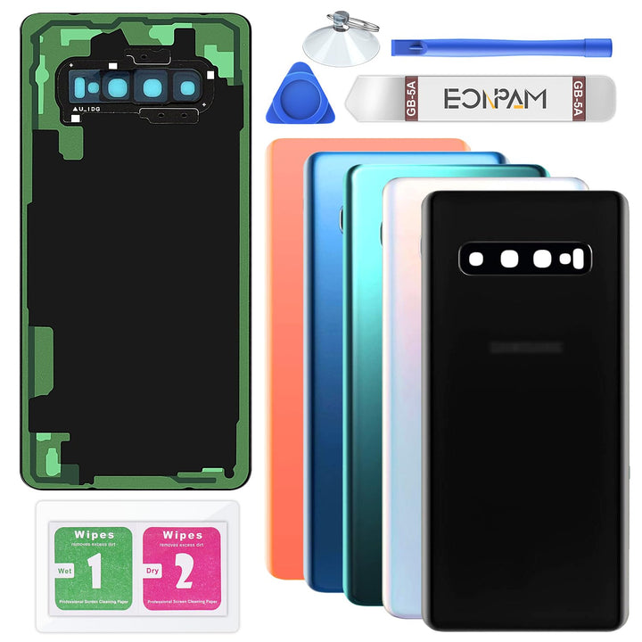 Eonpam Akkudeckel für Samsung Galaxy S10+ Plus G975 Rückseite Glas Backcover Ersatz Reparatur Set mi