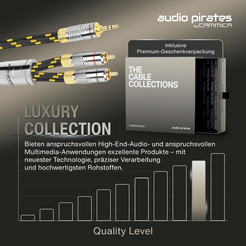 audio pirates by cammica Splitter Kabel 3,5 mm Klinke Stecker auf 2x RCA Clinch Stecker, RCA-Kabel,