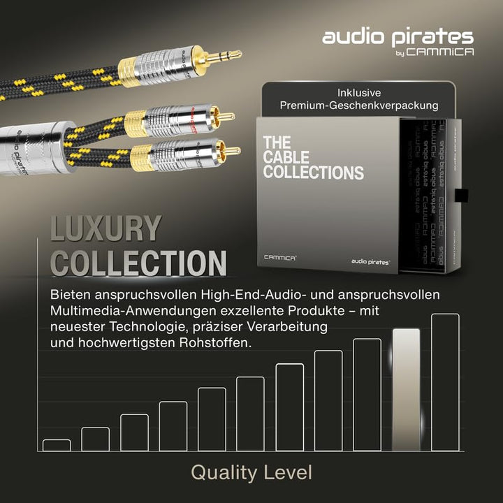 audio pirates by cammica Splitter Kabel 3,5 mm Klinke Stecker auf 2x RCA Clinch Stecker, RCA-Kabel,