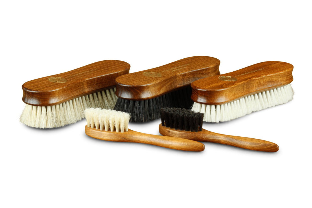 Langer &amp; Messmer 5er-Set Premium Schuhbürsten | Polierbürsten aus 100% Ross- und Ziegenhaar - noch d