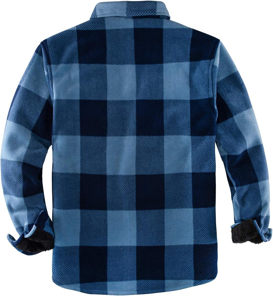 ZENTHACE Herrenjacke aus warmem Sherpa-Fleece, kariert, Flanellhemd (komplett mit Sherpa-Fleece gefü