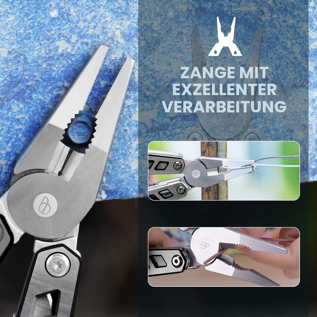 BIBURY Multifunktionale Zange mit Flaschenöffner, Schraubendreher, Säge, Multi Tool ideal für Campin