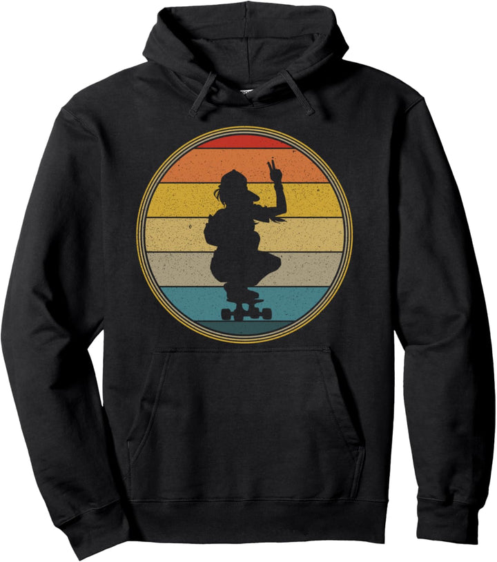 Skater Girl Vintage Retro Skateboard Skateboarding Skate Pullover Hoodie