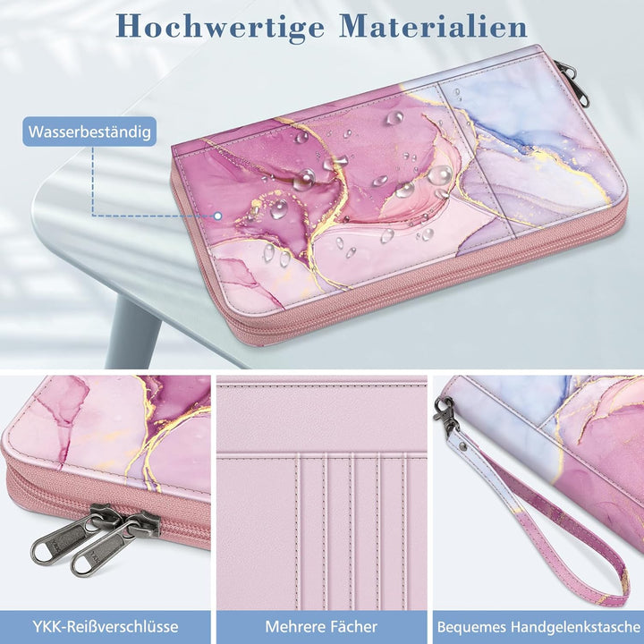 FINTIE Reisepass Tasche Familie Reiseorganizer, Wasserdicht Reisepasshülle Ausweistasche Dokumentee