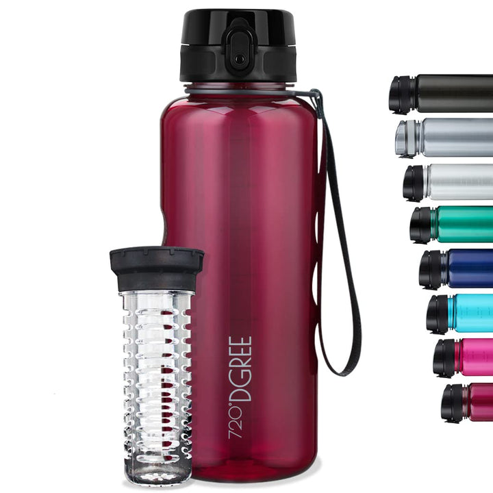 720°DGREE Trinkflasche 1,5l “uberBottle“ crystalClear +Früchtebehälter - BPA-Frei, Auslaufsicher - W