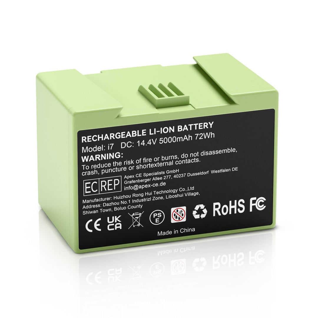 5000mAh (72Wh) 14,4V i7 Ersatzakku für iRobot Roomba i7 i7+ i3 i3+ i4 i4+ e5 e6, Hochkapazität Lithi