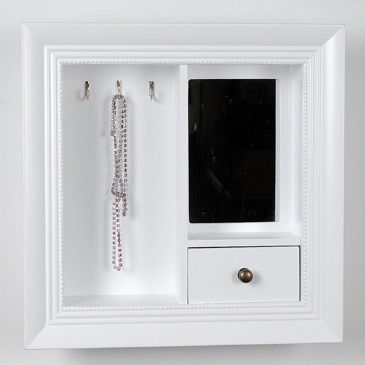 HAB & GUT -JB004- Wandkonsole mit Spiegel und Schublade für Schmuck in weiss 40x40, Utensilo Schmuck