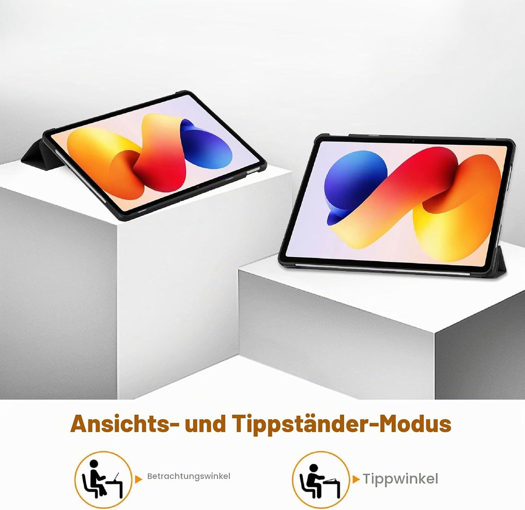 GIOPUEY Hülle Kompatibel mit Xiaomi Redmi Pad 2 Pro 12.1 2025, Flip Case [Bracket-Funktion] 360° Sch