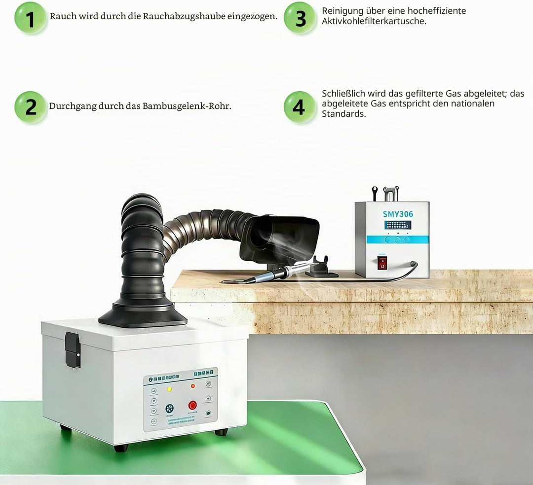 Lötabsaugung 45W, Lötrauchabsaugung mit Aktivkohlefilter, Lötrauchabsorber Desktop Mobil Rauchabsaug