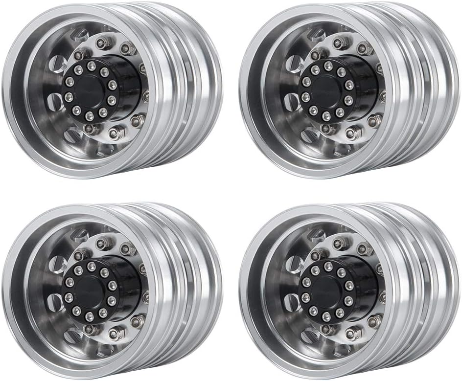 AXspeed Metall Vorderradfelgen Hinterradfelgen Set 1/14. Traktoranhänger 2 Stück Vorderradnaben & 4