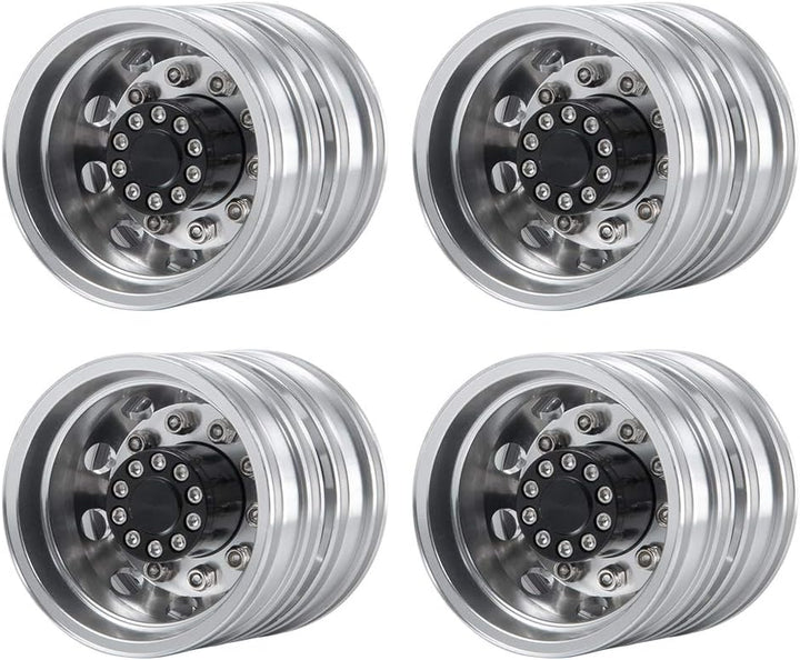 AXspeed Metall Vorderradfelgen Hinterradfelgen Set 1/14. Traktoranhänger 2 Stück Vorderradnaben & 4