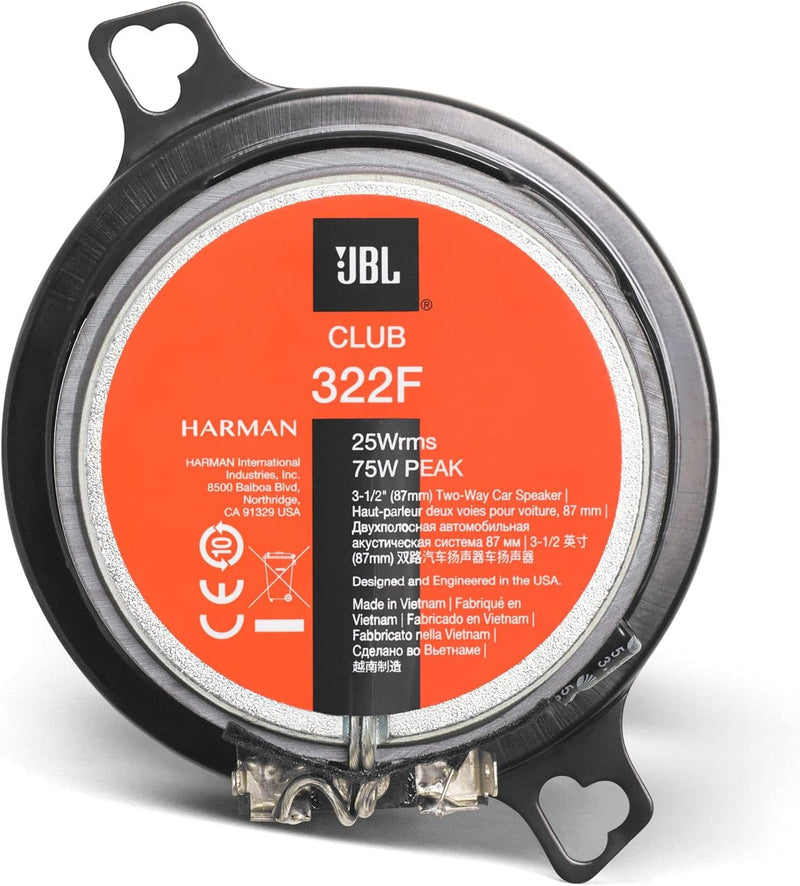 JBL Club 322F 2-Wege Auto Lautsprecher Set von Harman Kardon - 75 Watt Pro Sound KFZ Autolautspreche