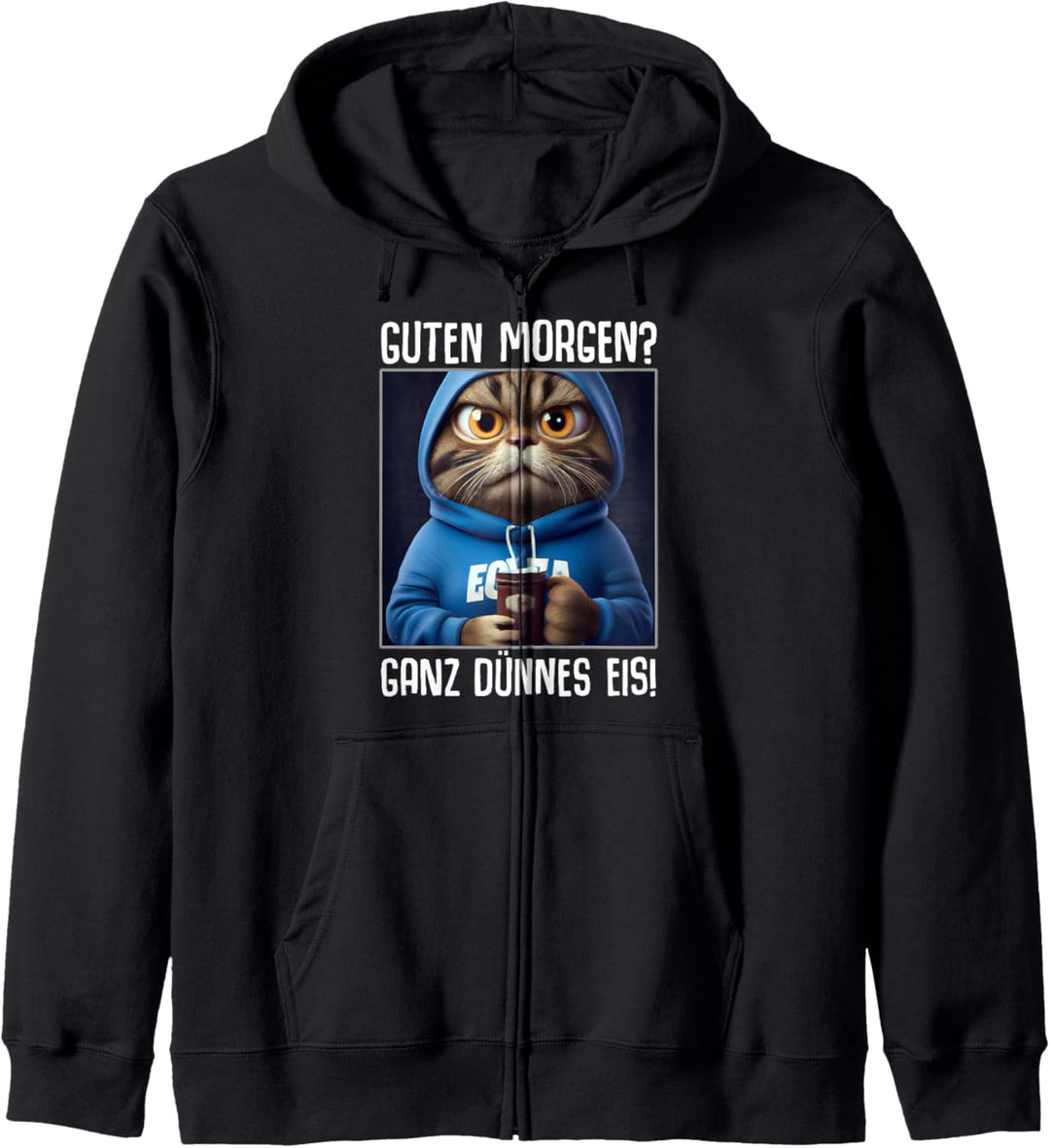 Kaffee Morgenmuffel Mitarbeiter Spruch Lustig Katze Geschenk Kapuzenjacke
