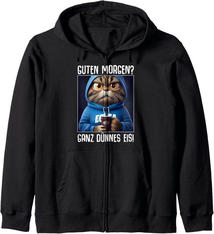 Kaffee Morgenmuffel Mitarbeiter Spruch Lustig Katze Geschenk Kapuzenjacke