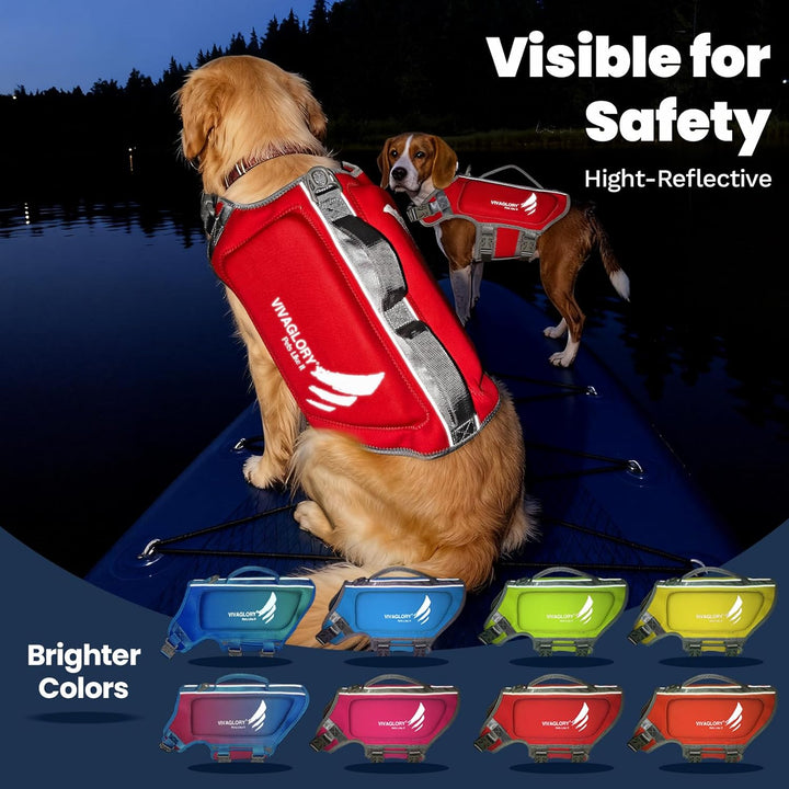 VIVAGLORY High Buoyancy Schwimmweste Hund, Rettungsweste, Hundeschwimmweste für Bootfahren, Schwimmh