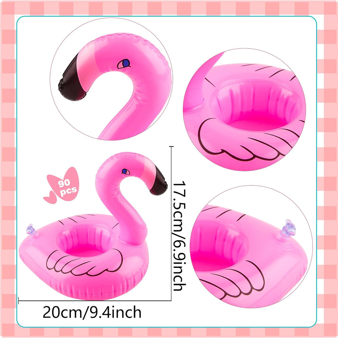 90 Stück Aufblasbarer Flamingo-Getränkehalter Bulk Blow Up Flamingo Drink Float Pink Aufblasbarer Fl