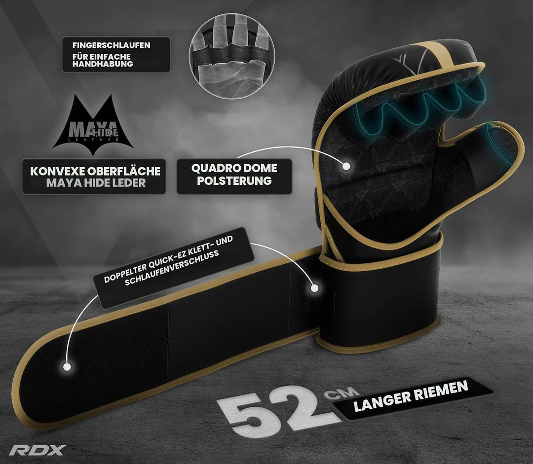 RDX MMA Handschuhe für Kampfsport Grappling Training, Maya Hide Leder Kara Sparring Handschuhe, Punc