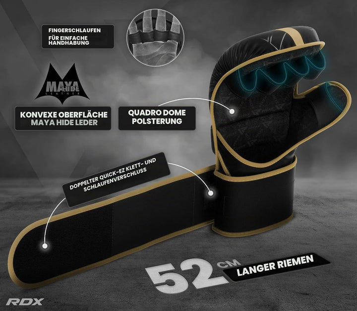 RDX MMA Handschuhe für Kampfsport Grappling Training, Maya Hide Leder Kara Sparring Handschuhe, Punc