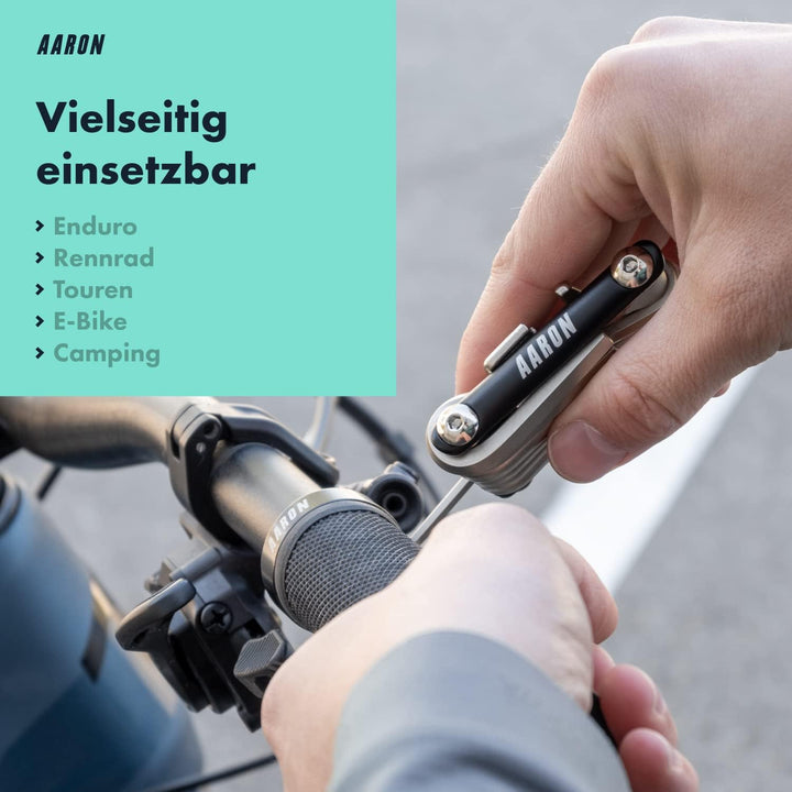 AARON Tool 20 in 1 Multitool - Fahrrad Multifunktionswerkzeug aus rostfreiem Stahl/Aluminium - faltb