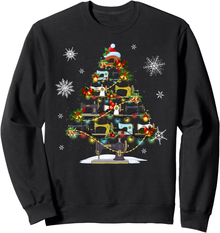 Nähmaschinen Weihnachtsbaum Lichter Quilters Weihnachten Sweatshirt