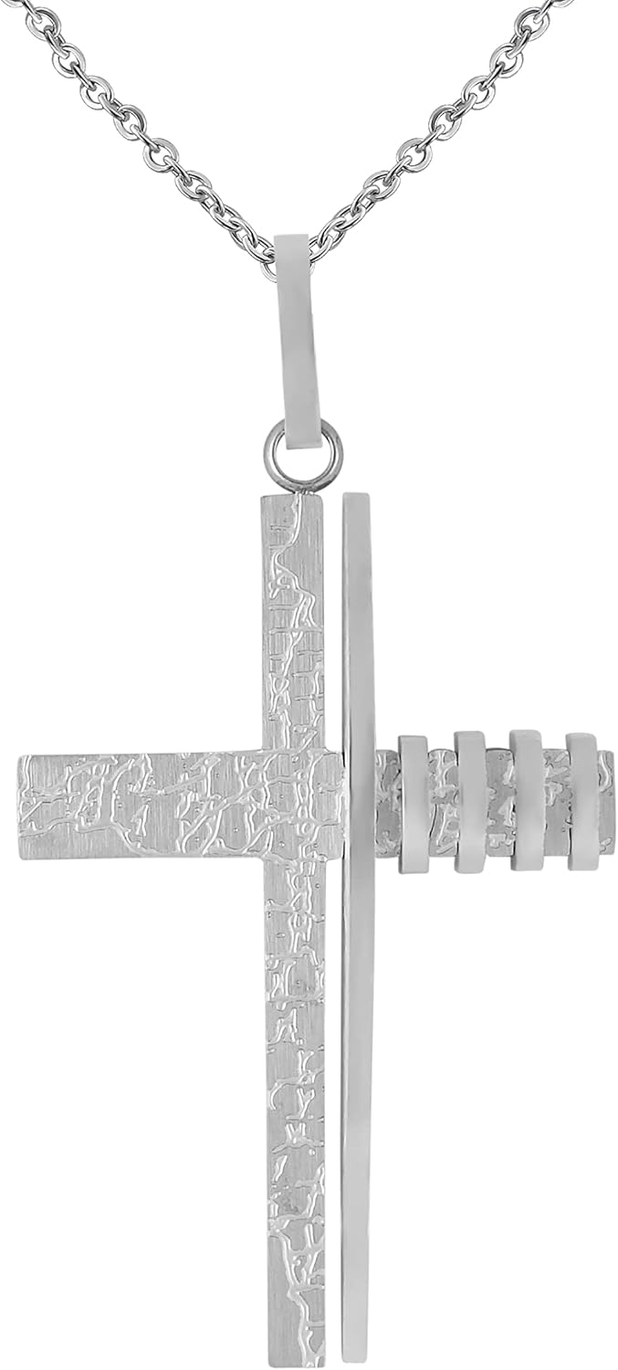 Hanessa Personalisierte Kette mit Gravur Edelstahl 45-60 cm mit Anhänger Kreuz silber - Personalisie