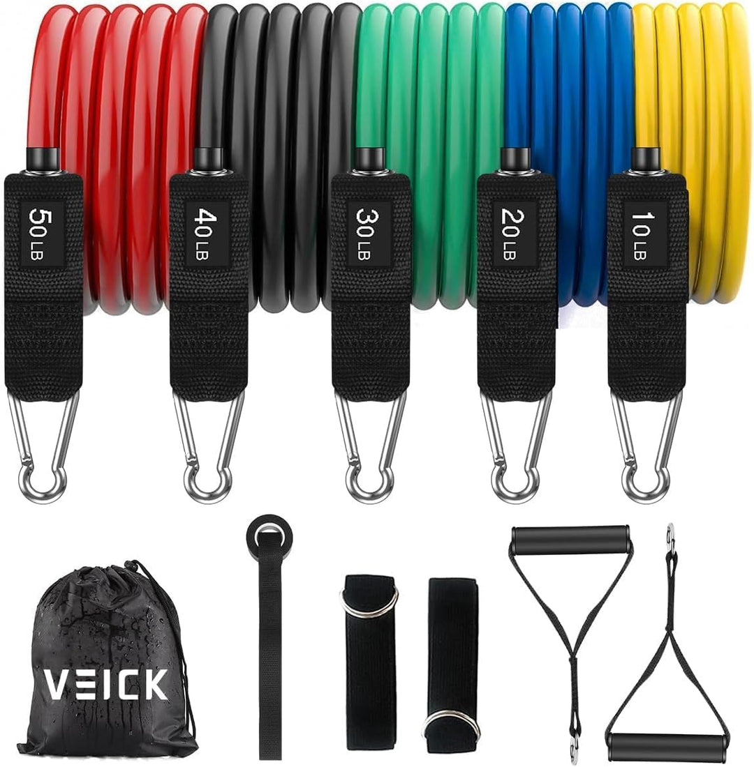 VEICK Resistance Bands Widerstandsbänder Set 5 Fitnessbänder Expander Tube Rubber Bands, Fitnessband