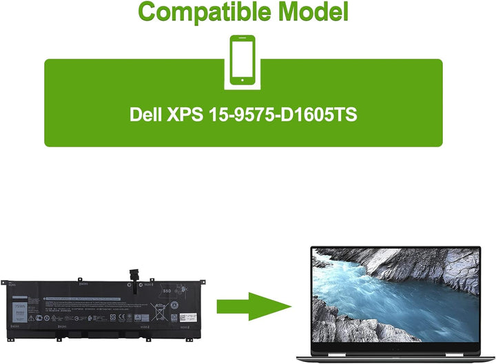 SwarKing Ersatz Akku Kompatibel mit 8N0T7 Dell XPS 15-9575-D1805TS D1605TS i7-8705G Precision