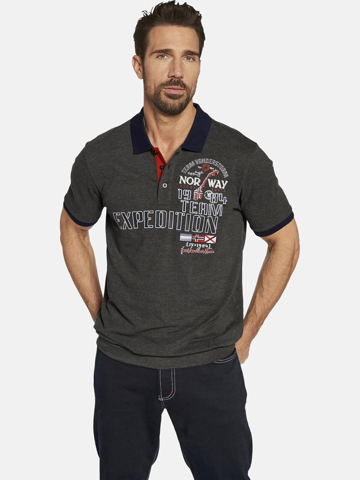 Jan Vanderstorm Herren Poloshirt Erling 7XL Grosse Grössen Dunkelgrau, 7XL Grosse Grössen Dunkelgrau