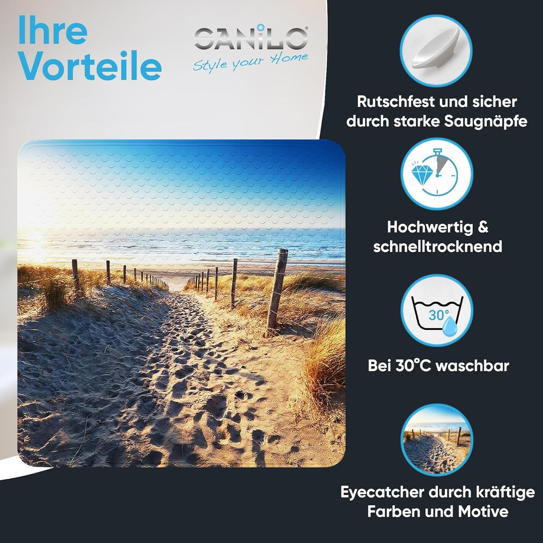 Sanilo Badematte 53 x 53 cm, rutschfeste Duschmatte für Dusche und Badewanne, Antirutschmatte maschi