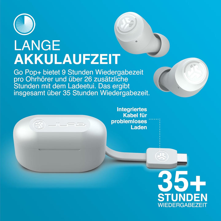 JLab Go Air Pop+ In Ear Kopfhörer kabellos Bluetooth, True Wireless Kopfhörer, 35+ Std. Headphones,