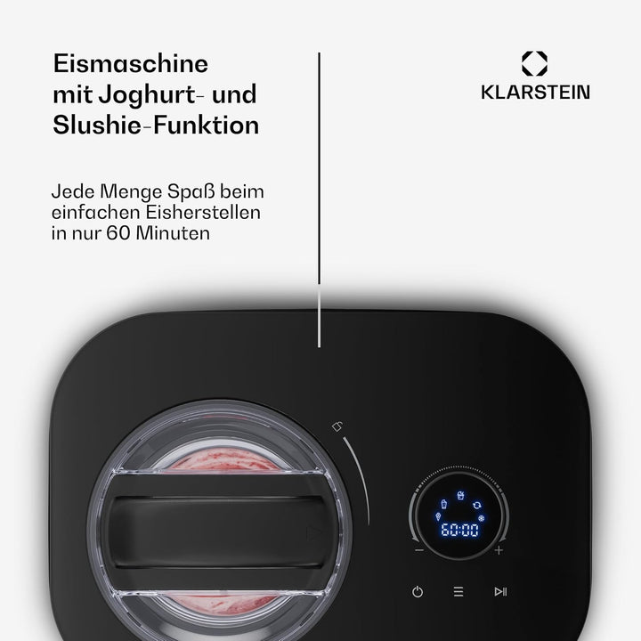 Klarstein FrostFusion Eismaschine mit Kompressor – 1L Edelstahlbehälter, 3 Modi für Eis, Slushie & J